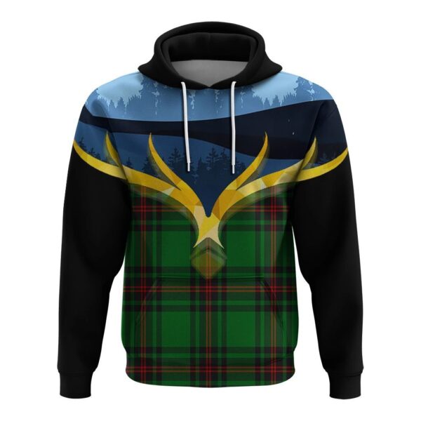 Halkerston Clan Hoodie, Scottish Tartan Halkerston Clans Hoodie Night of Deer Style