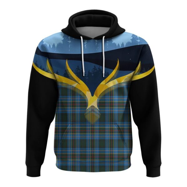 Cockburn Modern Clan Hoodie, Scottish Tartan Cockburn Modern Clans Hoodie Night of Deer Style