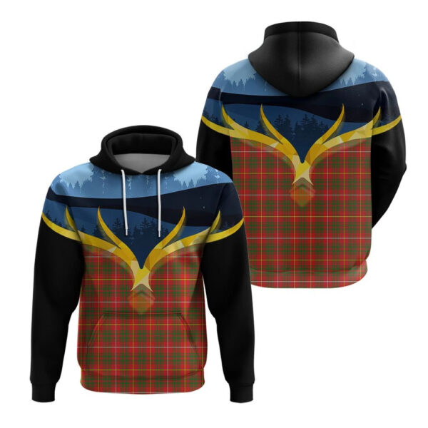 Bruce Modern Clan Hoodie, Scottish Tartan Bruce Modern Clans Hoodie Night of Deer Style - Image 3