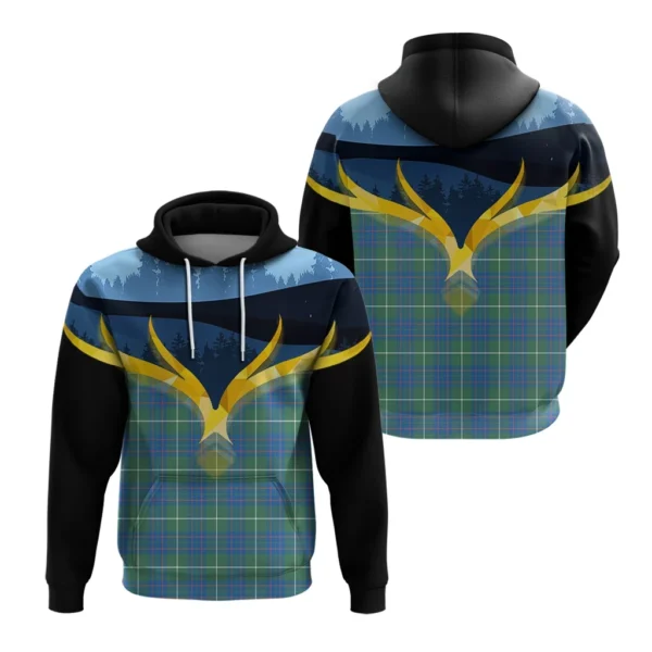 MacIntyre Hunting Ancient Clan Hoodie, Scottish Tartan MacIntyre Hunting Ancient Clans Hoodie Night of Deer Style - Image 3