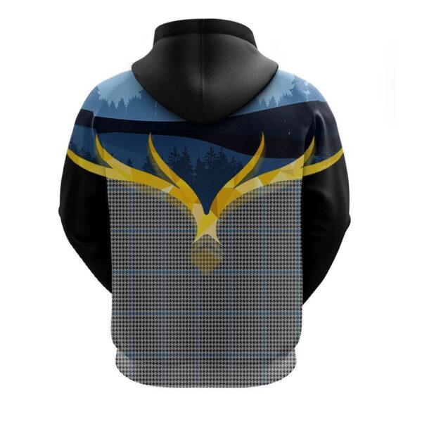 Gladstone Clan Hoodie, Scottish Tartan Gladstone Clans Hoodie Night of Deer Style - Image 2