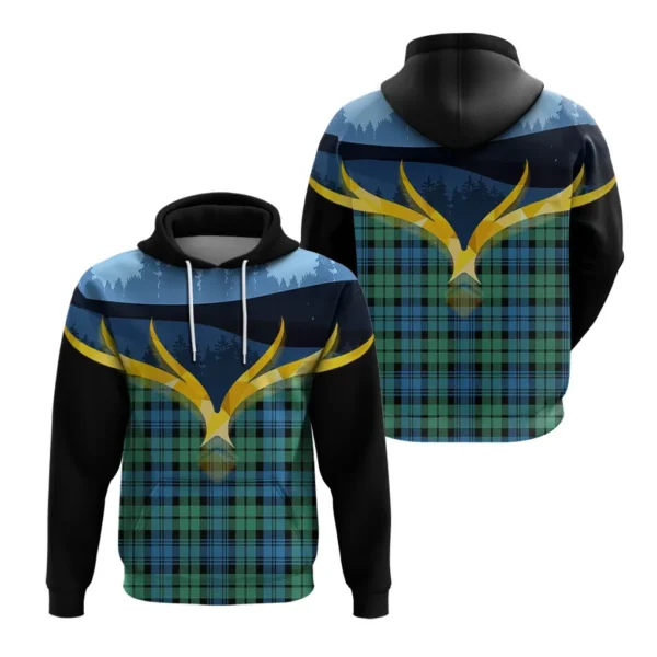 Campbell Ancient 01 Clan Hoodie, Scottish Tartan Campbell Ancient 01 Clans Hoodie Night of Deer Style - Image 3