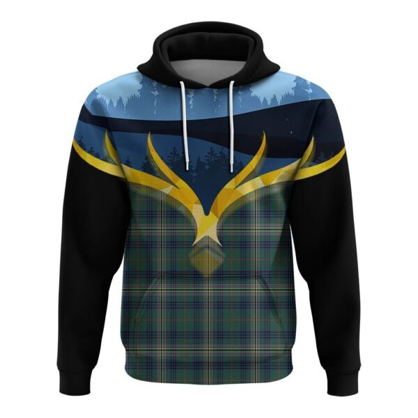 Kennedy Modern Clan Hoodie, Scottish Tartan Kennedy Modern Clans Hoodie Night of Deer Style