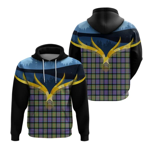 MacDonald Ancient Clan Hoodie, Scottish Tartan MacDonald Ancient Clans Hoodie Night of Deer Style - Image 3