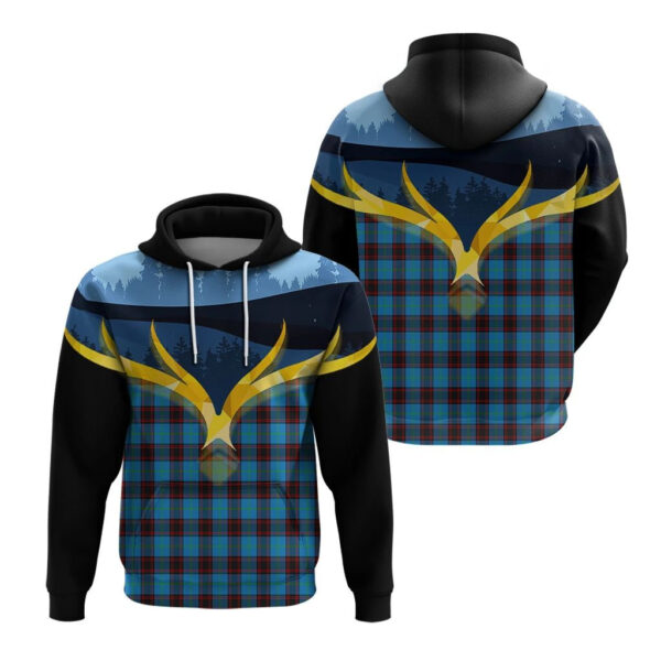 Home Ancient Clan Hoodie, Scottish Tartan Home Ancient Clans Hoodie Night of Deer Style - Image 3