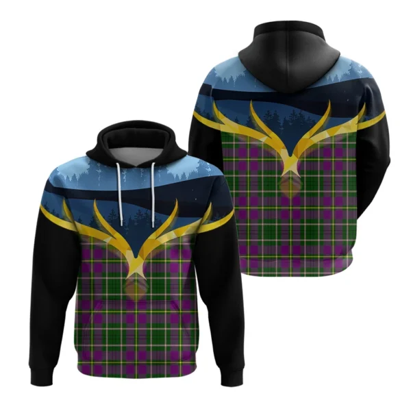 Taylor Clan Hoodie, Scottish Tartan Taylor Clans Hoodie Night of Deer Style - Image 3