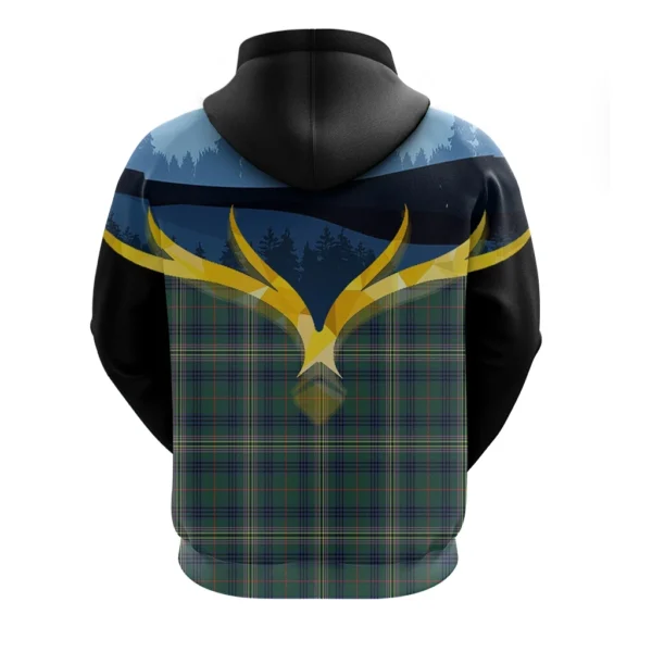 Kennedy Modern Clan Hoodie, Scottish Tartan Kennedy Modern Clans Hoodie Night of Deer Style - Image 2