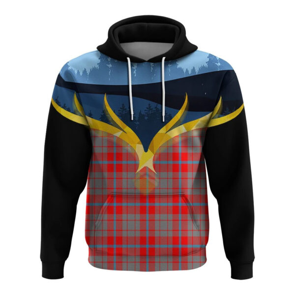 Moubray Clan Hoodie, Scottish Tartan Moubray Clans Hoodie Night of Deer Style