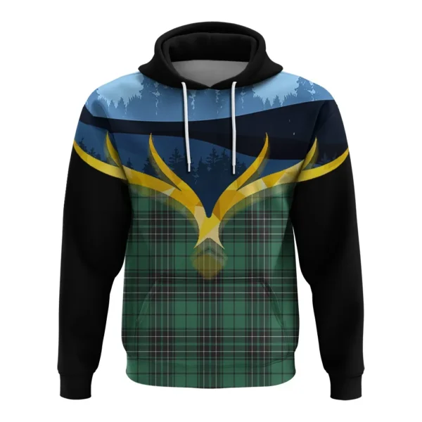 MacLean Hunting Ancient Clan Hoodie, Scottish Tartan MacLean Hunting Ancient Clans Hoodie Night of Deer Style