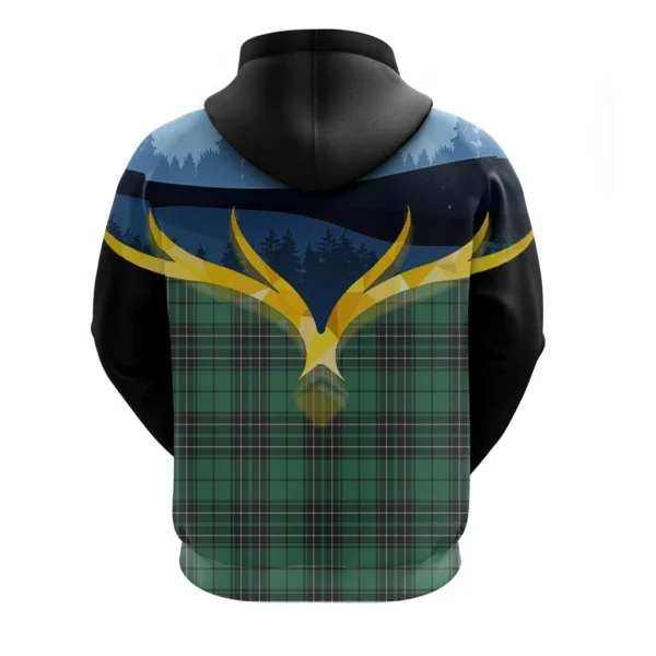 MacLean Hunting Ancient Clan Hoodie, Scottish Tartan MacLean Hunting Ancient Clans Hoodie Night of Deer Style - Image 2