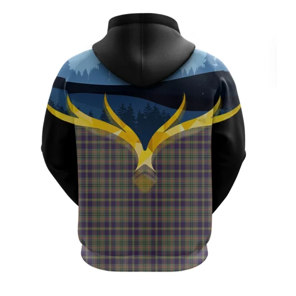 Taylor Weathered Clan Hoodie, Scottish Tartan Taylor Weathered Clans Hoodie Night of Deer Style - Image 2