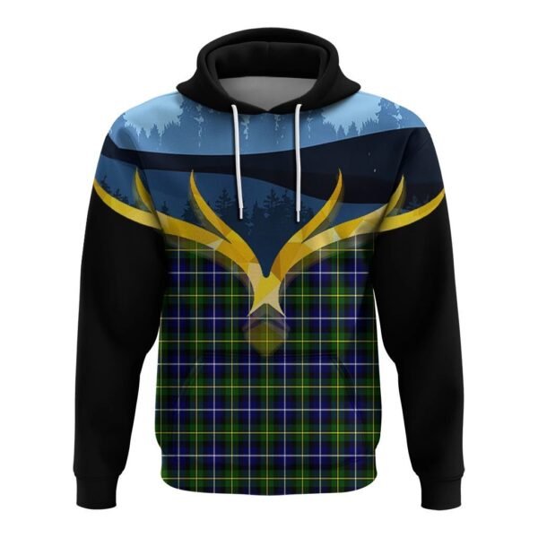 MacNeil of Barra Modern Clan Hoodie, Scottish Tartan MacNeil of Barra Modern Clans Hoodie Night of Deer Style