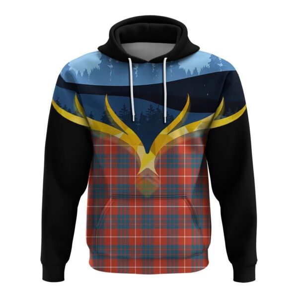 Hamilton Ancient Clan Hoodie, Scottish Tartan Hamilton Ancient Clans Hoodie Night of Deer Style