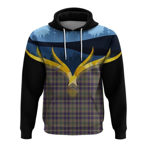 Taylor Weathered Clan Hoodie, Scottish Tartan Taylor Weathered Clans Hoodie Night of Deer Style