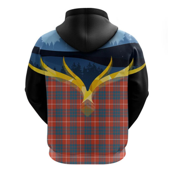 Hamilton Ancient Clan Hoodie, Scottish Tartan Hamilton Ancient Clans Hoodie Night of Deer Style - Image 2