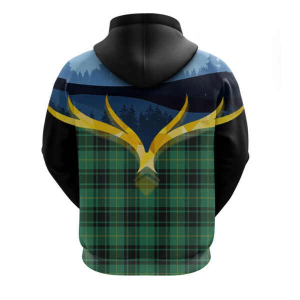 MacArthur Ancient Clan Hoodie, Scottish Tartan MacArthur Ancient Clans Hoodie Night of Deer Style - Image 2