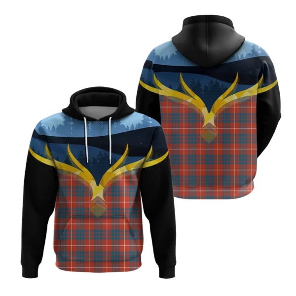 Hamilton Ancient Clan Hoodie, Scottish Tartan Hamilton Ancient Clans Hoodie Night of Deer Style - Image 3