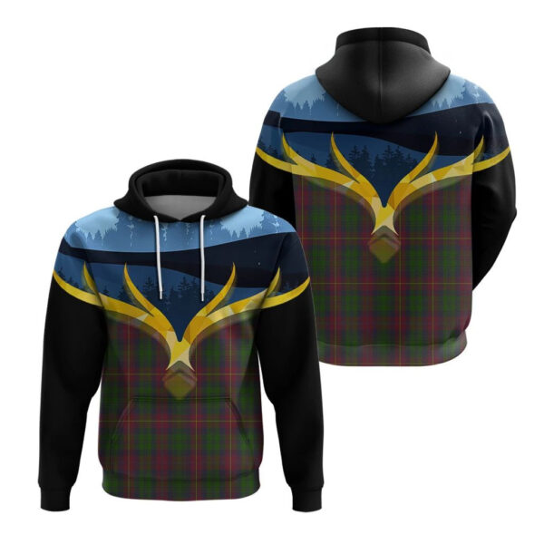 Cairns Clan Hoodie, Scottish Tartan Cairns Clans Hoodie Night of Deer Style - Image 3