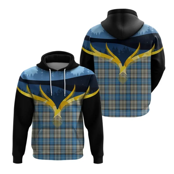 Napier Ancient Clan Hoodie, Scottish Tartan Napier Ancient Clans Hoodie Night of Deer Style - Image 3