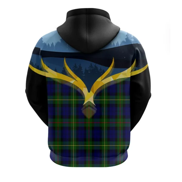 MacEwan Clan Hoodie, Scottish Tartan MacEwan Clans Hoodie Night of Deer Style - Image 2