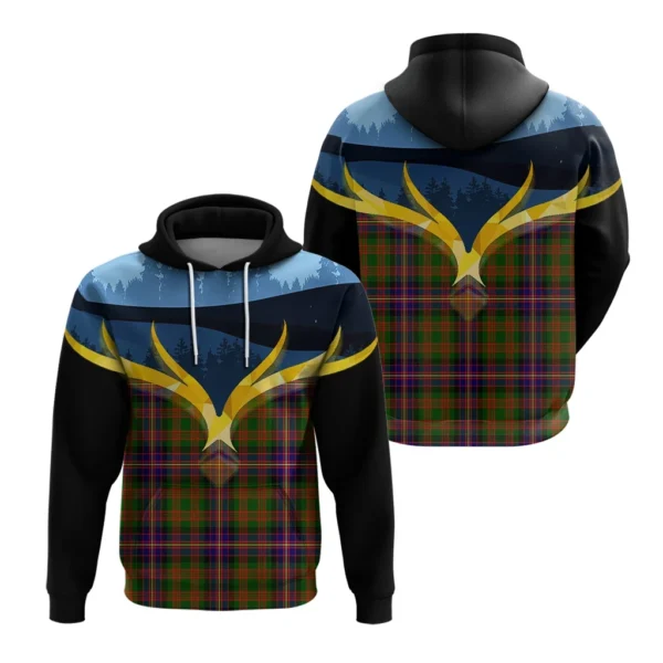 Cochrane Modern Clan Hoodie, Scottish Tartan Cochrane Modern Clans Hoodie Night of Deer Style - Image 3