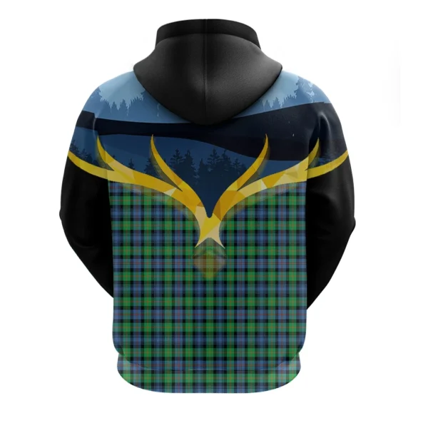 Murray of Atholl Ancient Clan Hoodie, Scottish Tartan Murray of Atholl Ancient Clans Hoodie Night of Deer Style - Image 2