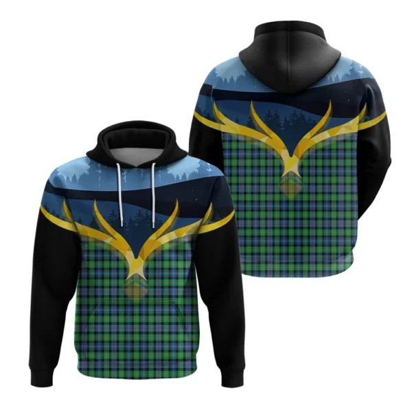 Murray of Atholl Ancient Clan Hoodie, Scottish Tartan Murray of Atholl Ancient Clans Hoodie Night of Deer Style - Image 3