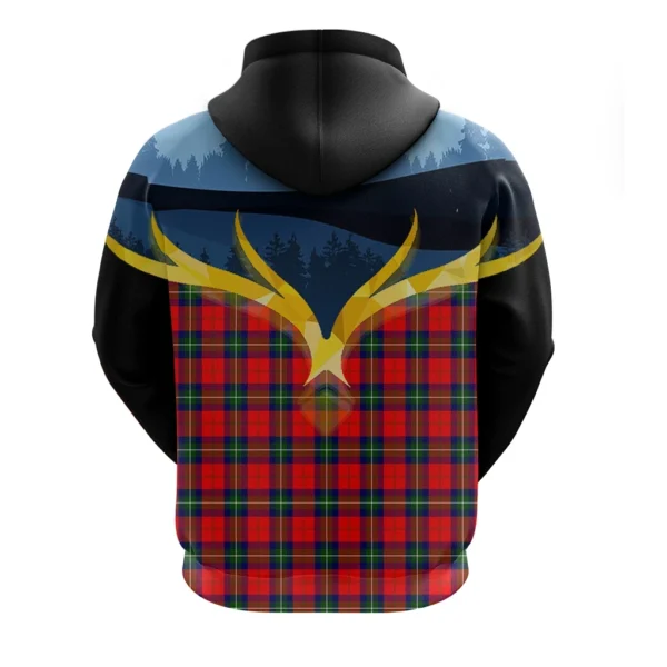 Ruthven Modern Clan Hoodie, Scottish Tartan Ruthven Modern Clans Hoodie Night of Deer Style - Image 2