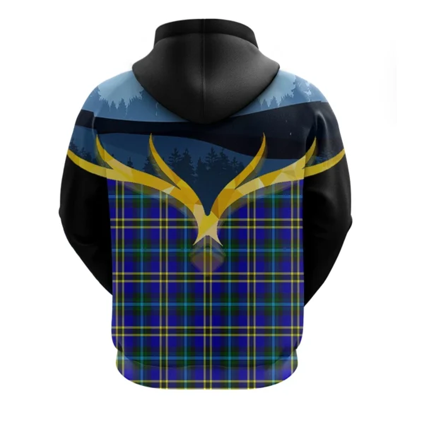 Weir Modern Clan Hoodie, Scottish Tartan Weir Modern Clans Hoodie Night of Deer Style - Image 2