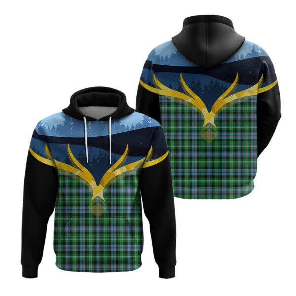 Arbuthnot Ancient Clan Hoodie, Scottish Tartan Arbuthnot Ancient Clans Hoodie Night of Deer Style - Image 3