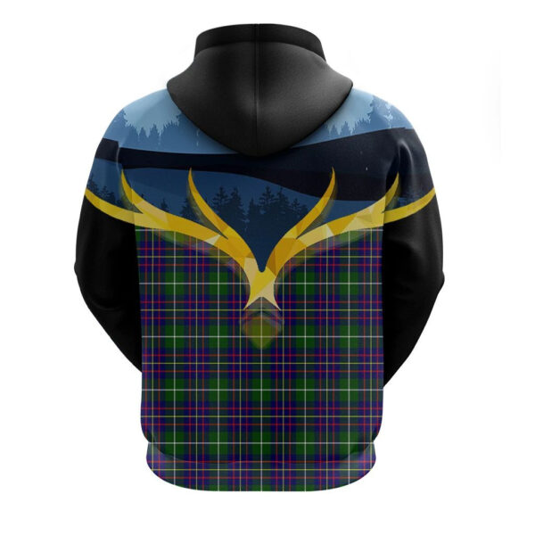 Inglis Modern Clan Hoodie, Scottish Tartan Inglis Modern Clans Hoodie Night of Deer Style - Image 2