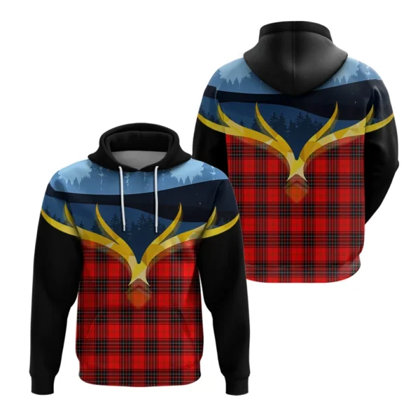 Wemyss Modern Clan Hoodie, Scottish Tartan Wemyss Modern Clans Hoodie Night of Deer Style - Image 3