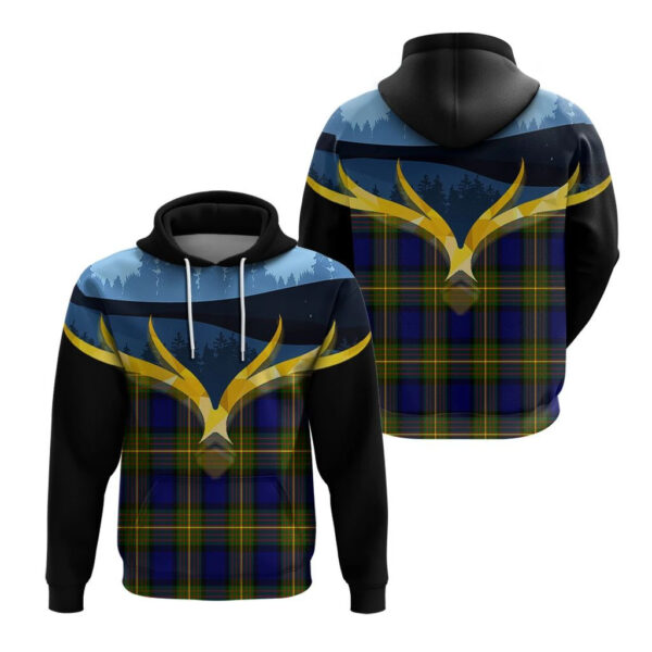 Muir Clan Hoodie, Scottish Tartan Muir Clans Hoodie Night of Deer Style - Image 3