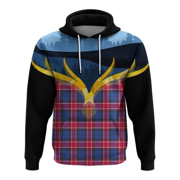 Graham of Menteith Red Clan Hoodie, Scottish Tartan Graham of Menteith Red Clans Hoodie Night of Deer Style