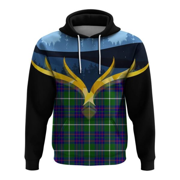 MacIntyre Hunting Modern Clan Hoodie, Scottish Tartan MacIntyre Hunting Modern Clans Hoodie Night of Deer Style