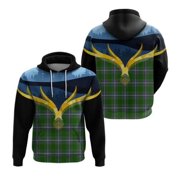 Pringle Clan Hoodie, Scottish Tartan Pringle Clans Hoodie Night of Deer Style - Image 3