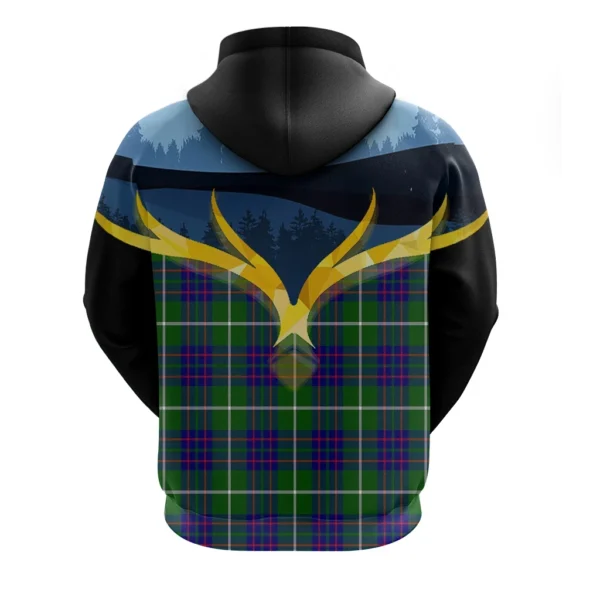 MacIntyre Hunting Modern Clan Hoodie, Scottish Tartan MacIntyre Hunting Modern Clans Hoodie Night of Deer Style - Image 2