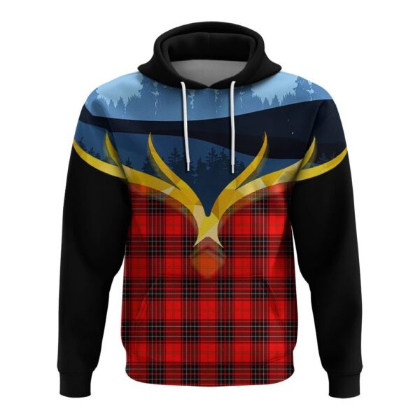 Wemyss Modern Clan Hoodie, Scottish Tartan Wemyss Modern Clans Hoodie Night of Deer Style