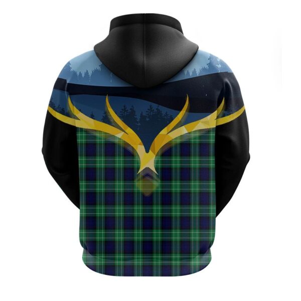 Abercrombie Clan Hoodie, Scottish Tartan Abercrombie Clans Hoodie Night of Deer Style - Image 2