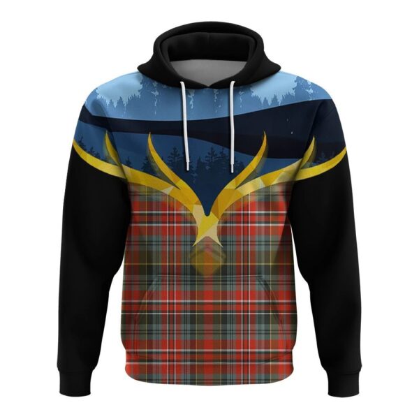 MacPherson Weathered Clan Hoodie, Scottish Tartan MacPherson Weathered Clans Hoodie Night of Deer Style