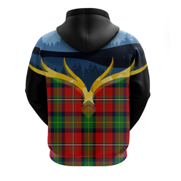 Fairlie Modern Clan Hoodie, Scottish Tartan Fairlie Modern Clans Hoodie Night of Deer Style - Image 2