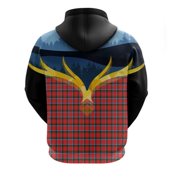 Sinclair Modern Clan Hoodie, Scottish Tartan Sinclair Modern Clans Hoodie Night of Deer Style - Image 2