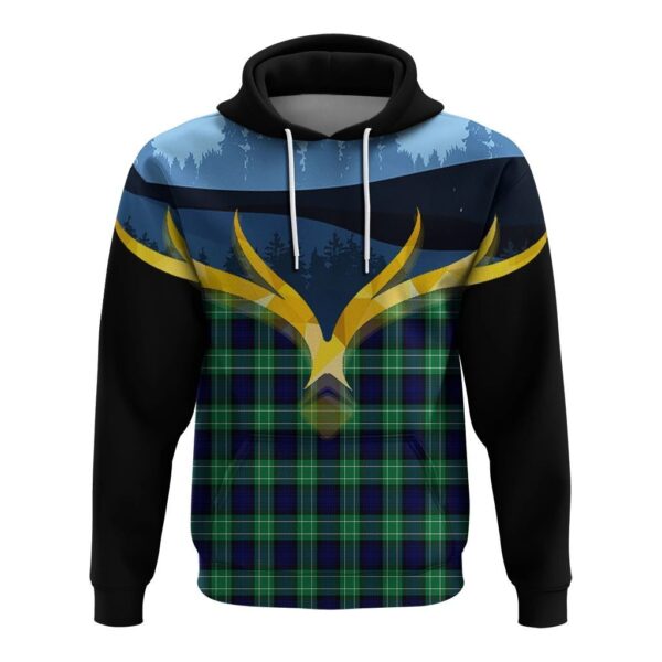 Abercrombie Clan Hoodie, Scottish Tartan Abercrombie Clans Hoodie Night of Deer Style