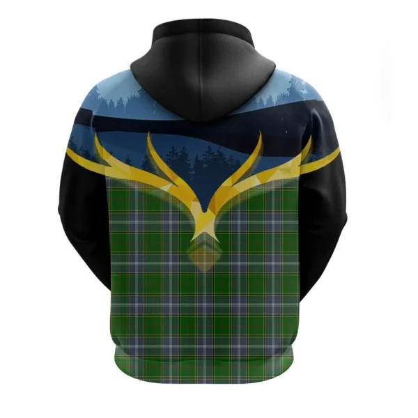 Pringle Clan Hoodie, Scottish Tartan Pringle Clans Hoodie Night of Deer Style - Image 2