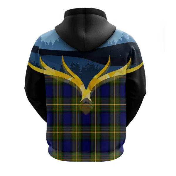 Muir Clan Hoodie, Scottish Tartan Muir Clans Hoodie Night of Deer Style - Image 2