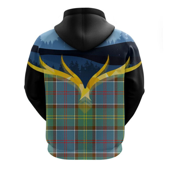 Colville Clan Hoodie, Scottish Tartan Colville Clans Hoodie Night of Deer Style - Image 2