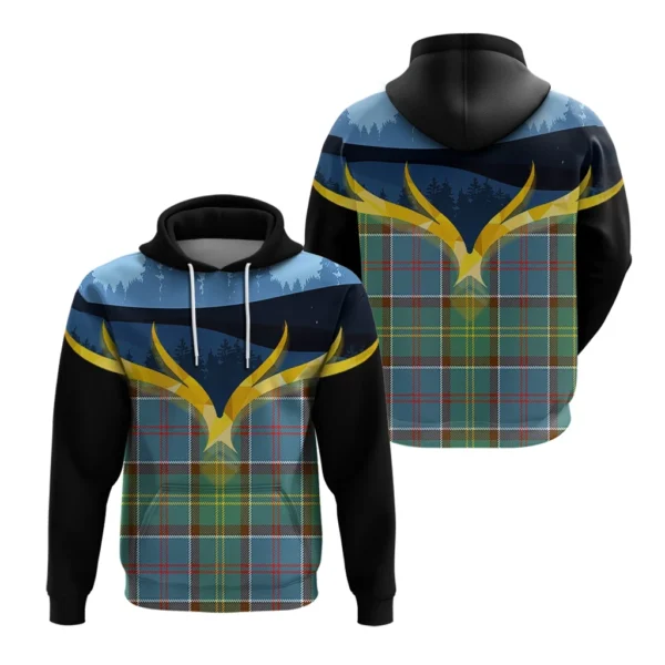 Colville Clan Hoodie, Scottish Tartan Colville Clans Hoodie Night of Deer Style - Image 3