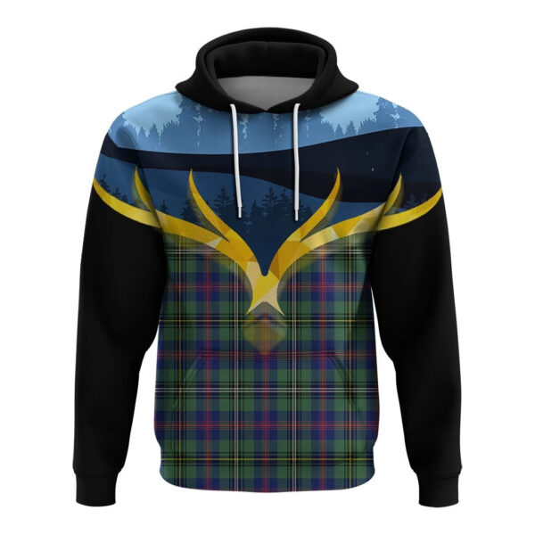 Wood Modern Clan Hoodie, Scottish Tartan Wood Modern Clans Hoodie Night of Deer Style