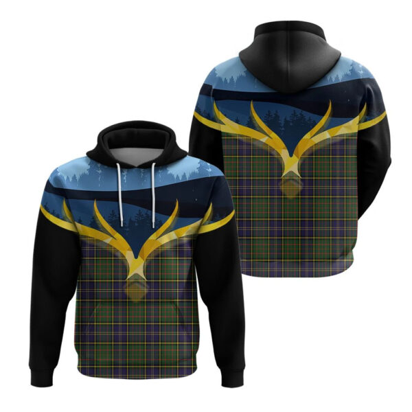 MacMillan Hunting Modern Clan Hoodie, Scottish Tartan MacMillan Hunting Modern Clans Hoodie Night of Deer Style - Image 3