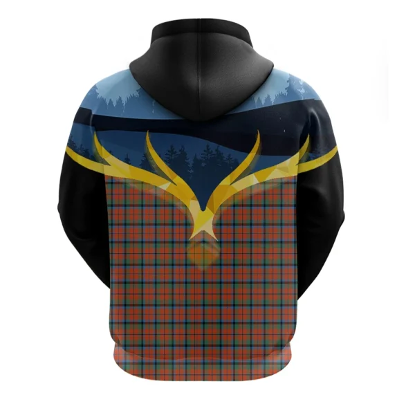 MacNaughton Ancient Clan Hoodie, Scottish Tartan MacNaughton Ancient Clans Hoodie Night of Deer Style - Image 2